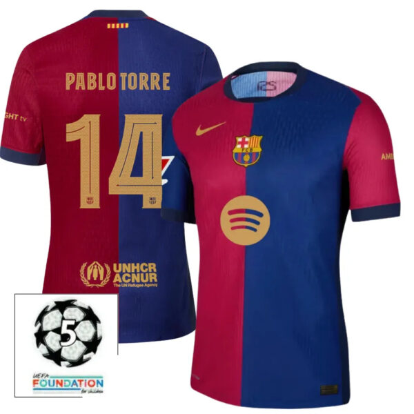 #14 PABLO TORRE Camisa Home Masculina 24/25 FC Barcelona - Image 2